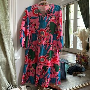 Vintage 1960s mod pink pattern glam dress